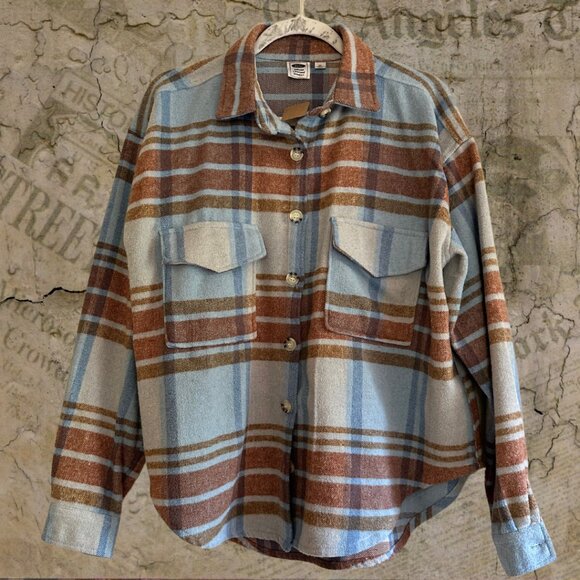 Ford Tops - Womens Oversized Ford Bronco Flannel